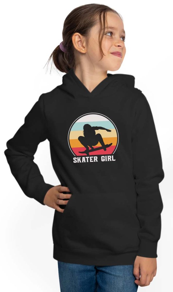 Girl Skater Hoodie - Jumping Skater with Skater Girl i544